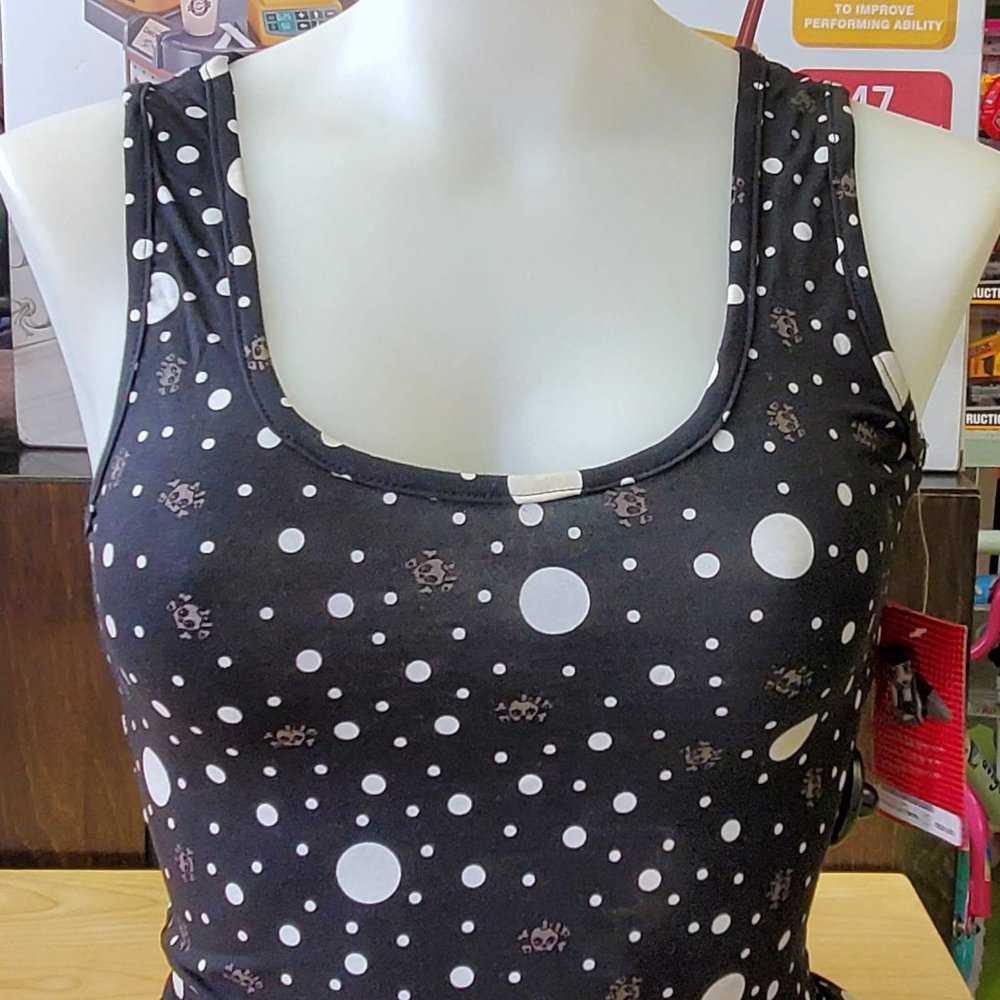 Skull/Polka Dot Print Tank Top